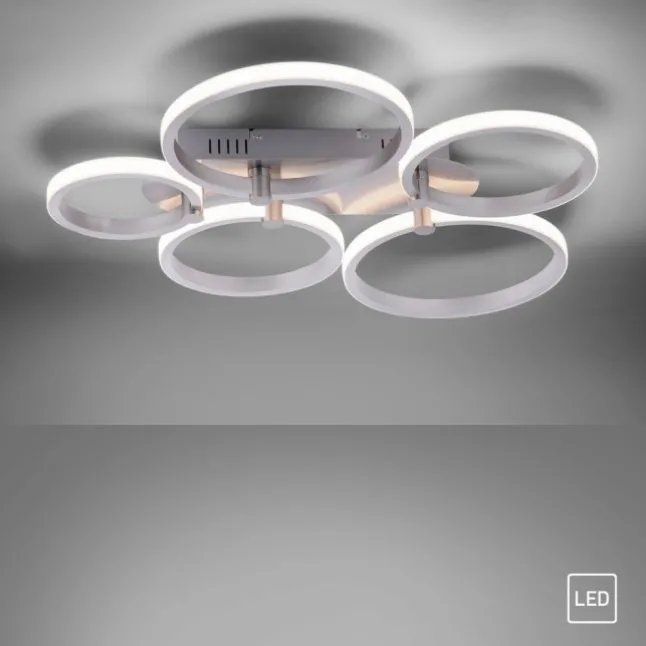 LED Deckenleuchte silber 5-flammig, modern, Ring, futuristisch