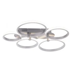 LED Deckenleuchte silber 5-flammig, modern, Ring, futuristisch