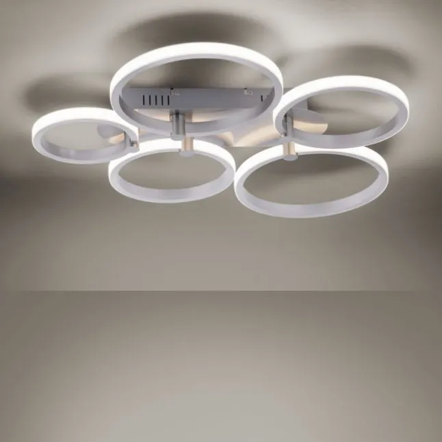 LED Deckenleuchte silber 5-flammig, modern, Ring, futuristisch