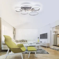 LED Deckenleuchte silber 5-flammig, modern, Ring, futuristisch