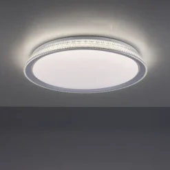 LED Deckenleuchte, silber, rund, dimmbar, warmweiß, 3000K