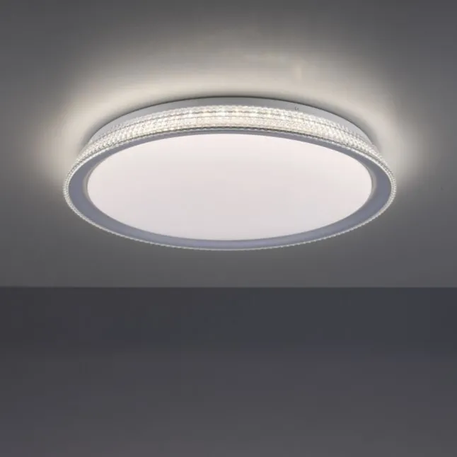 LED Deckenleuchte, silber, rund, dimmbar, warmweiß, 3000K