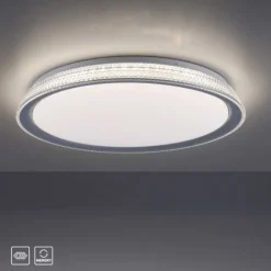 LED Deckenleuchte, silber, rund, dimmbar, warmweiß, 3000K