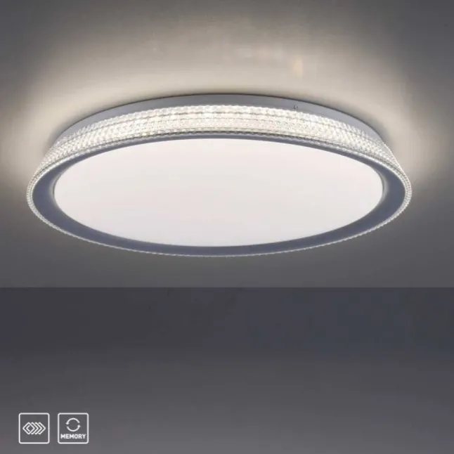 LED Deckenleuchte, silber, rund, dimmbar, warmweiß, 3000K