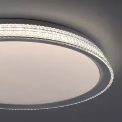 LED Deckenleuchte, silber, rund, dimmbar, warmweiß, 3000K