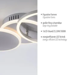 LED Deckenleuchte silber rund schlicht warmweiß Licht