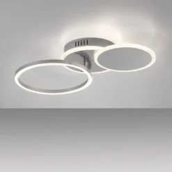 LED Deckenleuchte silber rund schlicht warmweiß Licht