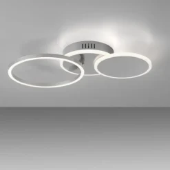 LED Deckenleuchte silber rund schlicht warmweiß Licht