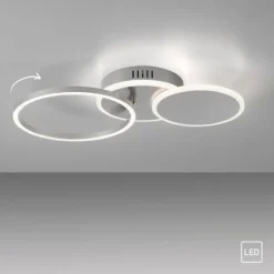 LED Deckenleuchte silber rund schlicht warmweiß Licht