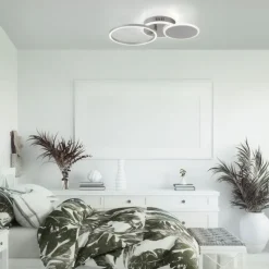 LED Deckenleuchte silber rund schlicht warmweiß Licht