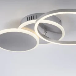 LED Deckenleuchte silber rund schlicht warmweiß Licht