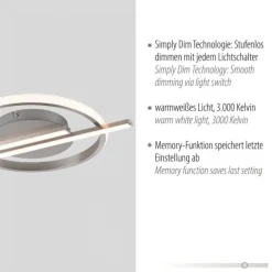 LED Deckenleuchte silber Simply Dimm Technik Memoryfunktion