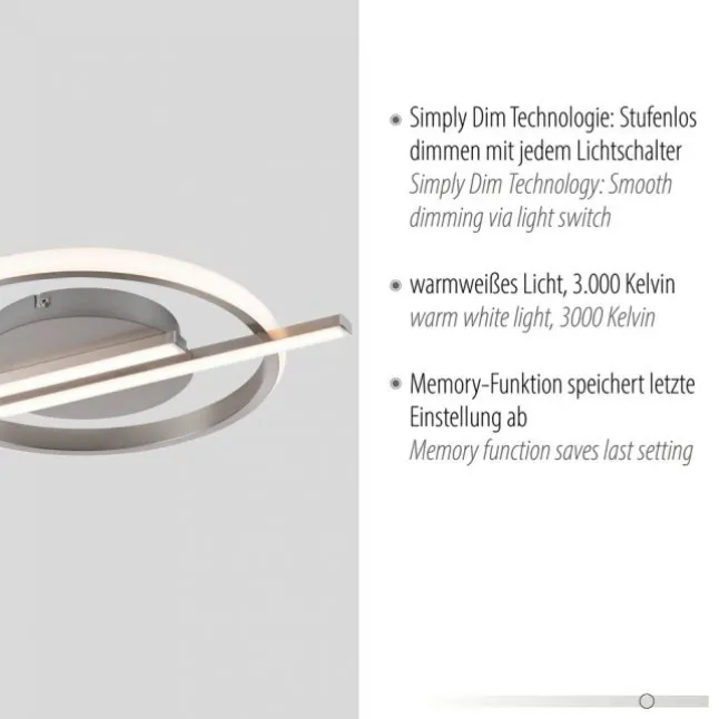 LED Deckenleuchte silber Simply Dimm Technik Memoryfunktion