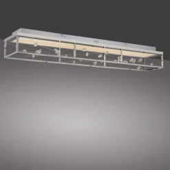 LED Deckenleuchte SKINA, chrom, quadratisch, dimmbar, Funk-Fernbedienung, Memoryfunktion