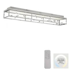 LED Deckenleuchte SKINA, chrom, quadratisch, dimmbar, Funk-Fernbedienung, Memoryfunktion