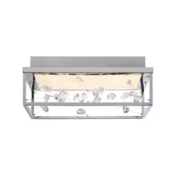 LED Deckenleuchte SKINA, chrom, quadratisch dimmbar, Funk-Fernbedienung
