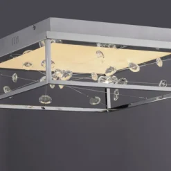 LED Deckenleuchte SKINA, chrom, quadratisch dimmbar, Funk-Fernbedienung