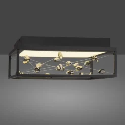 LED Deckenleuchte SKINA, schwarz, quadratisch, dimmbar, Funk-Fernbedienung, Memory