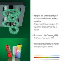 LED-Deckenleuchte, Smart-Home, Lichtfarbsteuerung, Farbwechsel, dimmbar