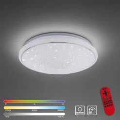 LED-Deckenleuchte, Smart Home fähig, RGB+W, Kristalloptik, Fernbedienung, CCT