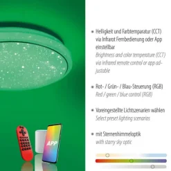 LED Deckenleuchte, Smart Home, RGB Farbwechsel, dimmbar, Lichtfarbsteuerung