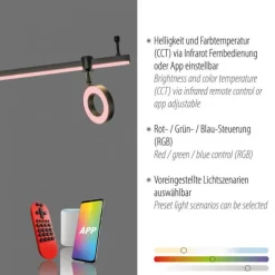 LED Deckenleuchte Smarthome schwarz dimmbar Fernbedienung App