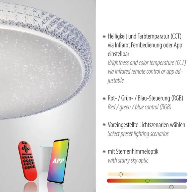 LED-Deckenleuchte, Smart Home, Lichtfarbsteuerung, Farbwechsel, dimmbar