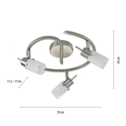 LED-Deckenleuchte, Stahl, blendfrei, satiniertes Glas, Ø 39cm, Strahler