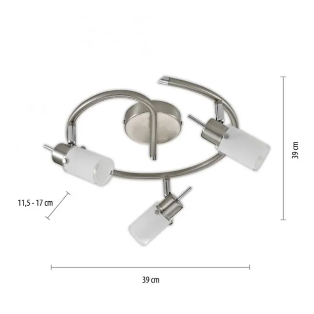 LED-Deckenleuchte, Stahl, blendfrei, satiniertes Glas, Ø 39cm, Strahler