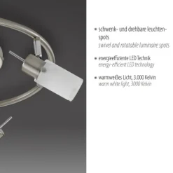 LED-Deckenleuchte, Stahl, blendfrei, satiniertes Glas, Ø 39cm, Strahler