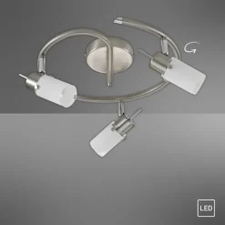 LED-Deckenleuchte, Stahl, blendfrei, satiniertes Glas, Ø 39cm, Strahler