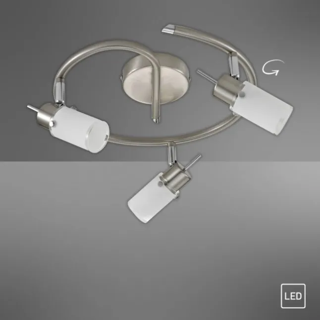 LED-Deckenleuchte, Stahl, blendfrei, satiniertes Glas, Ø 39cm, Strahler