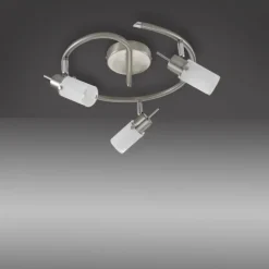 LED-Deckenleuchte, Stahl, blendfrei, satiniertes Glas, Ø 39cm, Strahler