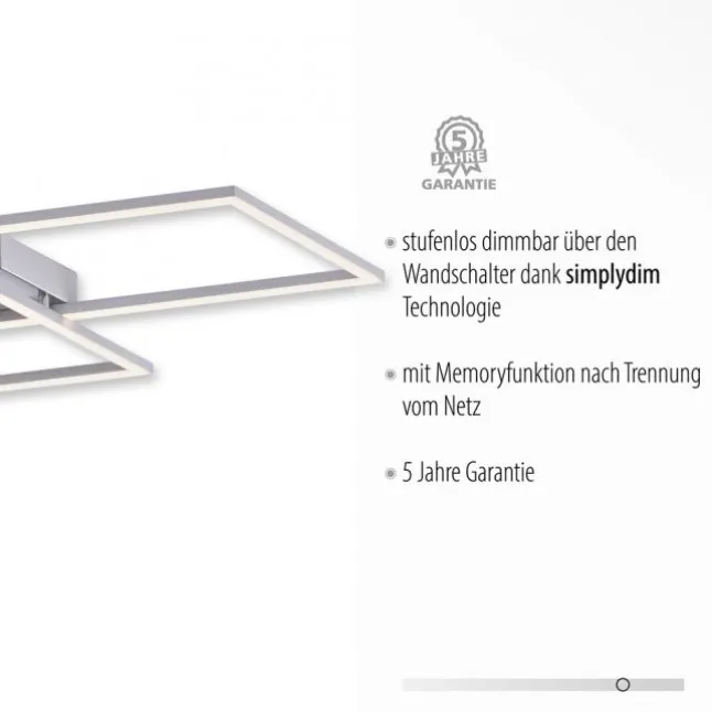 LED Deckenleuchte, stahlfaben, inkl. Dimmfunktion, Memory Funktion, modern