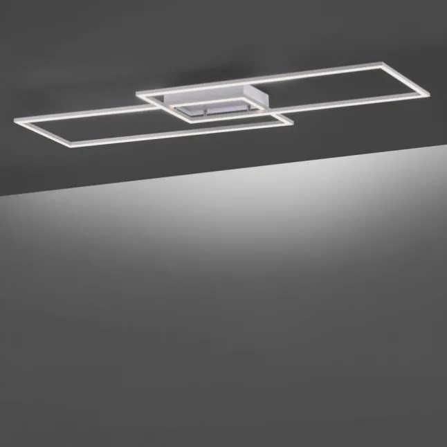LED Deckenleuchte, stahlfaben, inkl. Dimmfunktion, Memory Funktion, modern