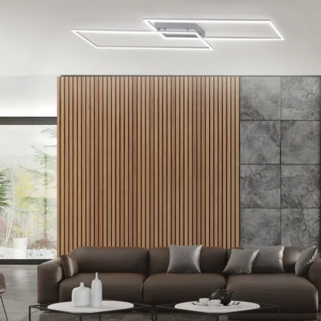 LED Deckenleuchte, stahlfaben, inkl. Dimmfunktion, Memory Funktion, modern