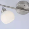 LED-Deckenleuchte, stahlfarben, 2-flammig, Opalglas, inkl. Fernbedienung