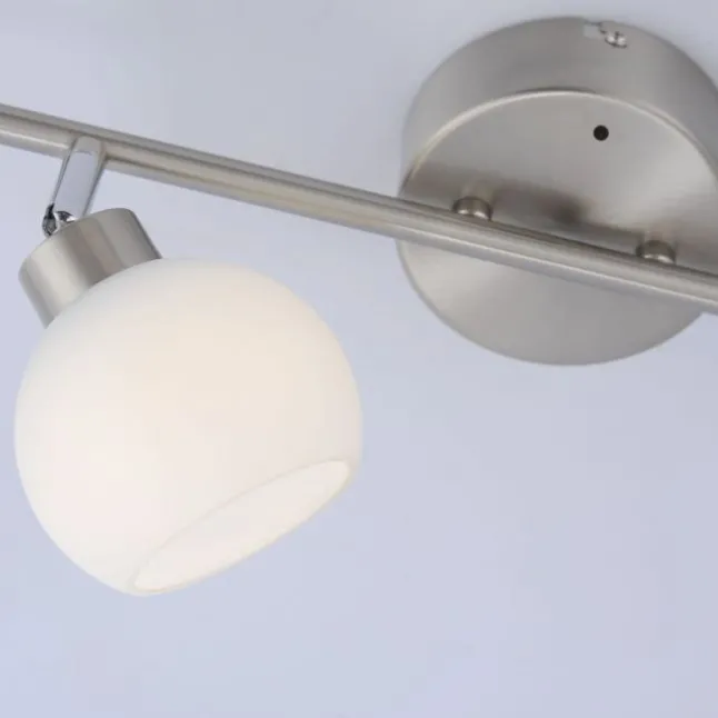 LED-Deckenleuchte, stahlfarben, 2-flammig, Opalglas, inkl. Fernbedienung