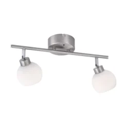 LED-Deckenleuchte, stahlfarben, 2-flammig, Opalglas, inkl. Fernbedienung