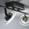 LED-Deckenleuchte, stahlfarben, 2-flammig, modern, dimmbar, Fernbedienung