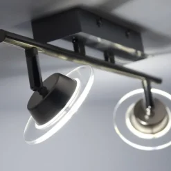LED-Deckenleuchte, stahlfarben, 2-flammig, modern, dimmbar, Fernbedienung