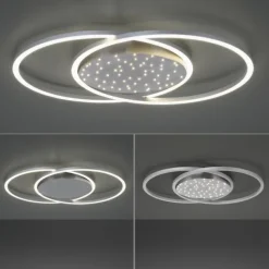LED-Deckenleuchte, stahlfarben, Fernbdienung, dimmbar, CCT