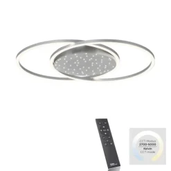LED-Deckenleuchte, stahlfarben, Fernbdienung, dimmbar, CCT