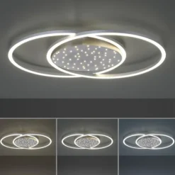 LED-Deckenleuchte, stahlfarben, Fernbdienung, dimmbar, CCT