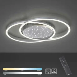 LED-Deckenleuchte, stahlfarben, Fernbdienung, dimmbar, CCT