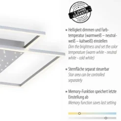 LED-Deckenleuchte, stahlfarben, Fernbdienung, dimmbar, CCT