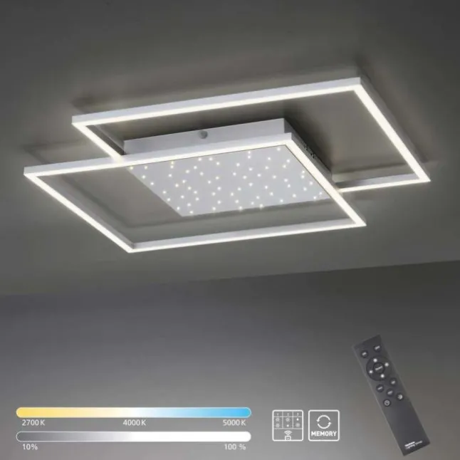 LED-Deckenleuchte, stahlfarben, Fernbdienung, dimmbar, CCT