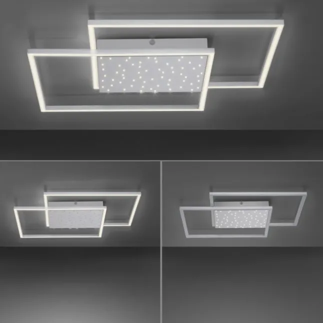LED-Deckenleuchte, stahlfarben, Fernbdienung, dimmbar, CCT