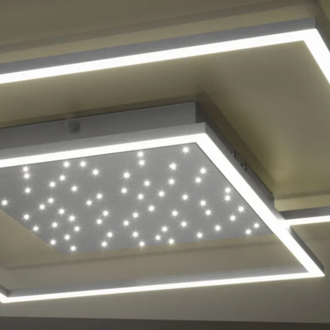 LED-Deckenleuchte, stahlfarben, Fernbdienung, dimmbar, CCT