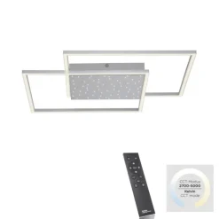 LED-Deckenleuchte, stahlfarben, Fernbdienung, dimmbar, CCT